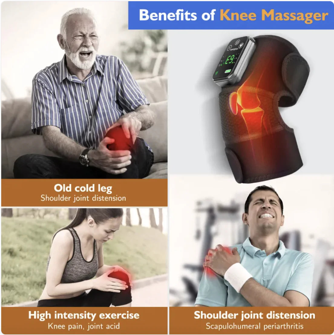 Heated Vibration Massage Knee and Shoulder Pad